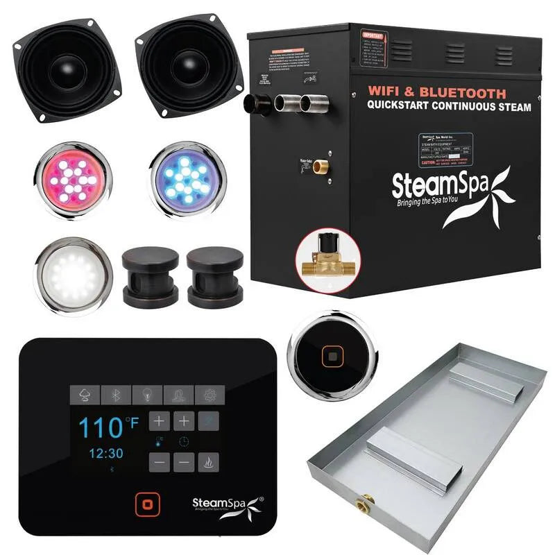 10.5kW, Wifi, Czarny, Seria generator łaźni parowej z bezprzewodowym Bluetooth / Wifi operacji i automatycznego wysysania w oleju z brązu, Bluetooth