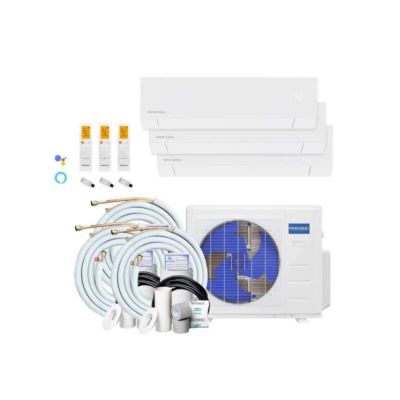 3-Zone 3-ton MRCOOL 3- ton system bezkostny Mini Split, 22.5 SEER, 36000 BTU, 25ft, 230V, 3- Strefa, 12K