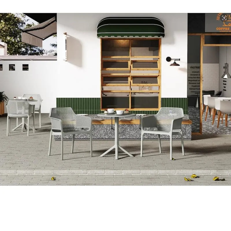 3-elementów Plastikowe Bistro do użytku na zewnątrz Set 3- Kawałek, Plastikowe Bistro do użytku na zewnątrz Set in oświetlenie Grey