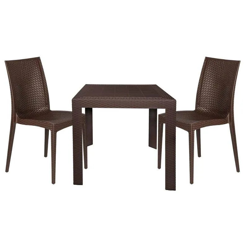3-Pcs Stół jadalny 3- szt., Stojak, Patio, Mace, Brown