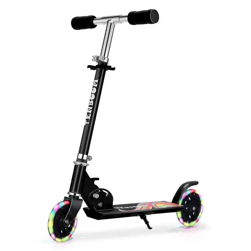 Tylny hamulec, podświetlony i składany Scooter dla dzieci w czerni z 3 poziomami regulowanego kierownicy i
