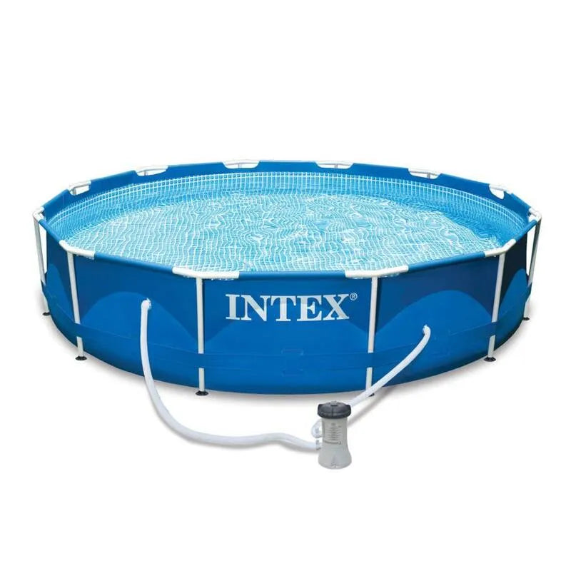 Intex Filtr i pokrywa, 12 stóp, 30,. Okrągłe 76,2 cm D metalowa rama zestaw nad basenem gruntowym, Inx