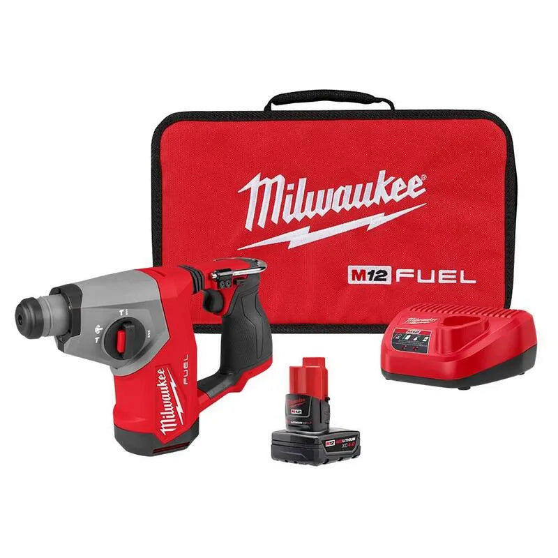 Milwaukee 4.0Ah SDS Plus Zestaw do Młotu Obrotowego, 12V, 5 / 20,3 cm, akumulatorowy konstrukcja, M12, bezszczotkowy
