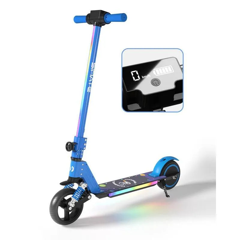 130-Watt 130- Wat, 16,5 cm, 130- Wat Składany skuter elektryczny dla dzieci, Pro E- Scooters z światłami i diodą LED Wyświetlacz Max Prędkość 14 km / h, Niebieski, Składany projekt