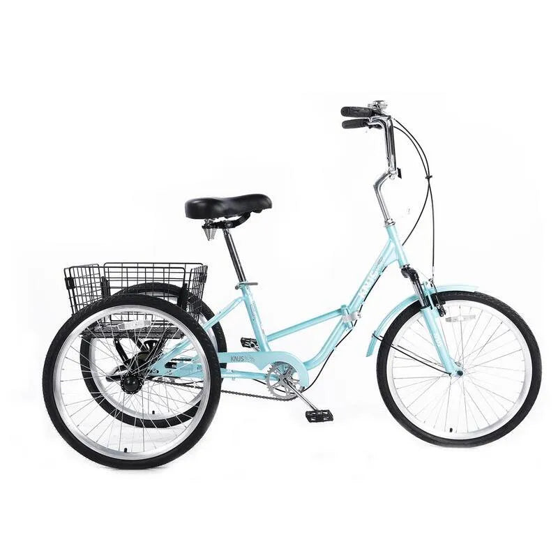 61 cm Niebieska stal składany Tricycles z koszykiem i niski stopnie