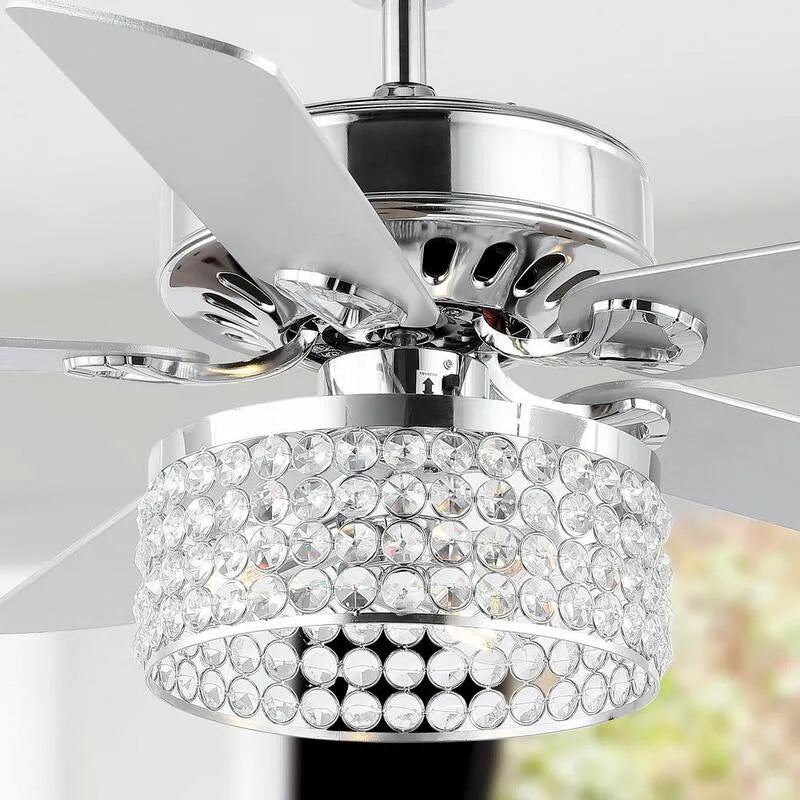 3-oświetlenie Wentylator sufitowy 3- oświetlenie, 132,1 cm, Kristie, z zdalnym, Chrome, Metal