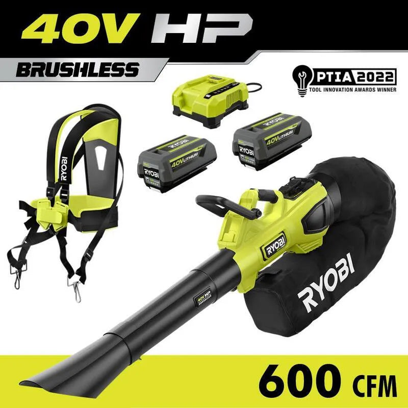 Czyszczenie odkurzacza RYOBI, bezkordowe, 600 CFM, 40V, 4.0 Ah Baterie i ładowarka, Bezszczotkowy