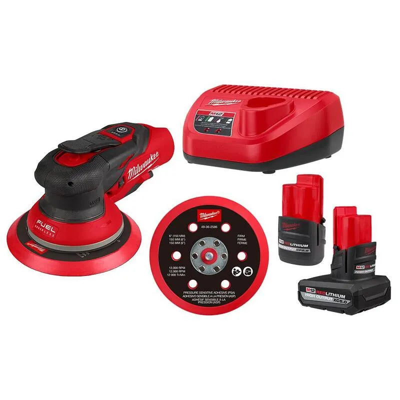 12-Volt Milwaukee 12- Volt Random Orbital Sander Kit, 3 / 16 in., akumulatorowy konstrukcja, w M12 XC 5.0Ah & CP 2.5Ah Baterie, 16 in.