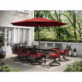 11-elementów Zestaw do obiadu ze stali zewnętrznej 11- elementów, 60x213,4 cm, 10 Rockers Swivel, Stół i Parasol, Montclair, Czerwony
