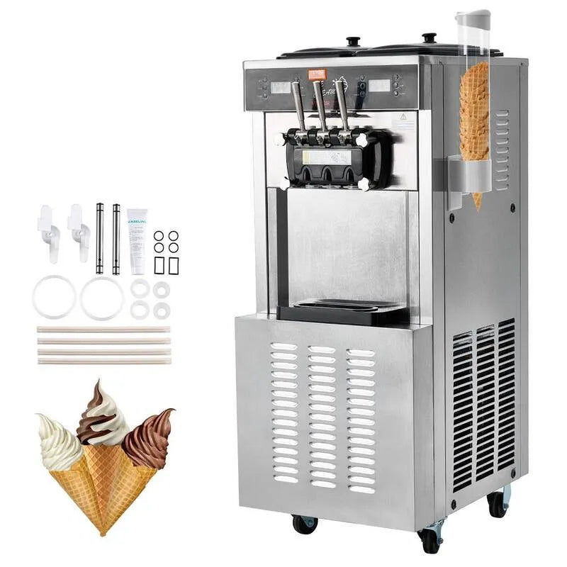 3-Flavor Commercial Soft Serve Ice Cream Machine 3- Flavor, Commercial- Grade konstrukcja, 8636 cm, 18 l, 44 L, Silver