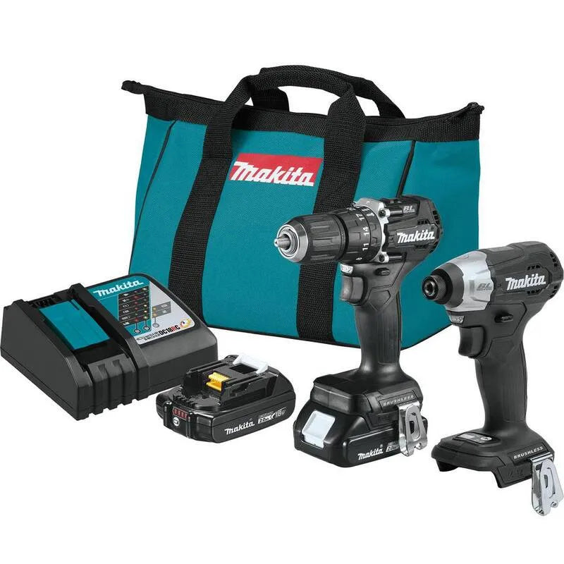 2-elementów Makita 2- kawałek Combo Kit, 18V, akumulatorowy konstrukcja, kompaktowy przenośny konstrukcja, Hammer Driver - Drill / zakrętarka udarowa, 2.0Ah