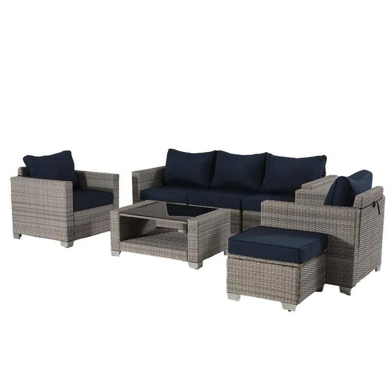 Sektorowa sofa, Na zewnątrz, Lekkie, Szare, Niebieskie, Salon