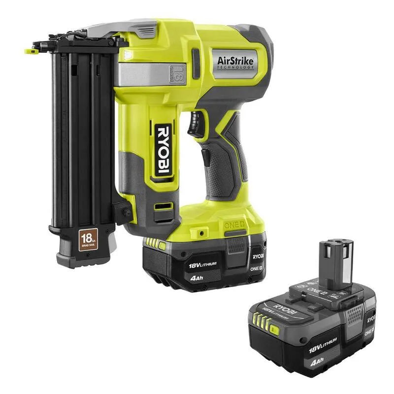RYOBI Brad Nailer, 18V, 4.0 Ah, akumulatorowy konstrukcja, ONE + 18V akumulatorowy AirStrike Brad Nailer z ONE + 18V Lithium- Ion 4.0 Ah akumulator
