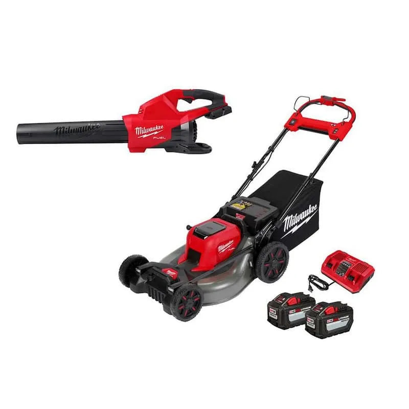 Milwaukee 12Ah, akumulatorowy konstrukcja, 53,3 cm, 12Ah Battery, Charger & Dual Battery Blower, prowadzona z napędem Mower z, M18