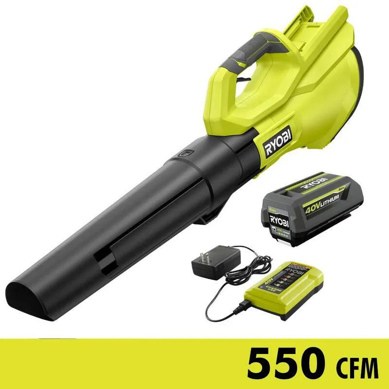 RYOBI, 40V, 550 CFM, 4.0 Ah, akumulatorowy konstrukcja, 40V 120 MPH 550 CFM akumulatorowy Battery Blower Z 4.0 akumulator Ah i Charger