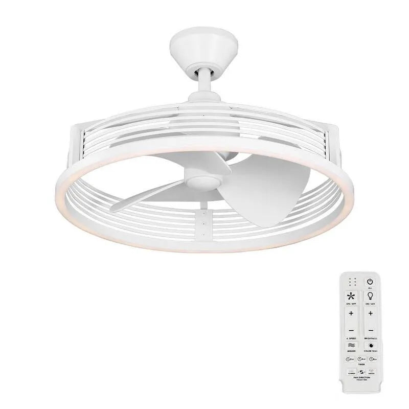 Wentylator sufitowy, 61 cm, Zdalne sterowanie, Kryty, z Zdalnym sterowania, Biały, LED światła