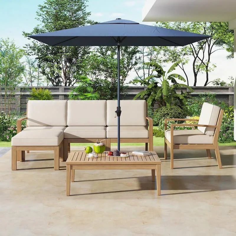 6-elementów Sofa 6- Kawa Stół na ogródek ogrodowy, Na zewnątrz, Drewno, Beż