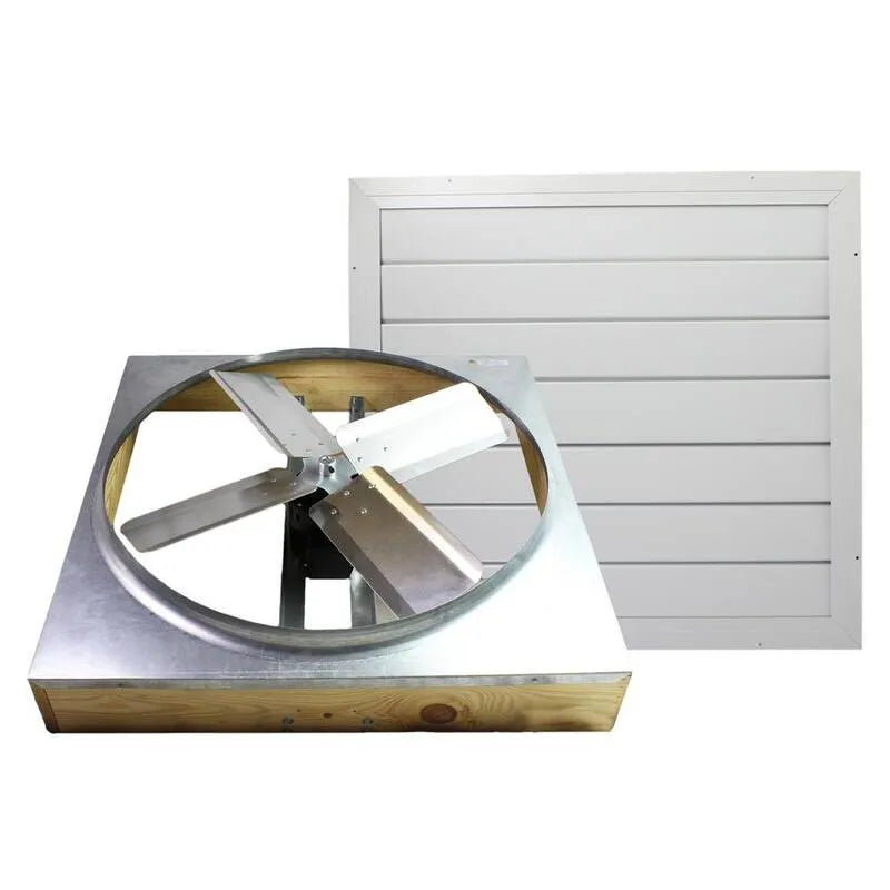 76,2 cm, 76,2 cm 4425 CFM Direct Drive Ocynkowana stal Tradycyjny wentylator całego domu z białym automatyczny Shutter, 4425 CFM