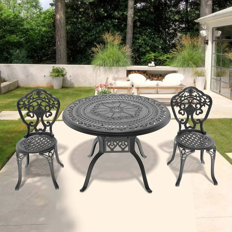 3-elementów Zestaw obiadowy na świeżym powietrzu 3- elementów, Aluminium, All- Pogoda odlew Aluminiowy Zestaw obiadowy Patio